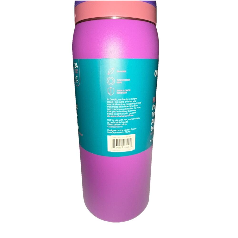Owala FreeSip Stainless Steel Water Bottle / 32oz / Color: Fuscia NEW - Picture 3 of 9